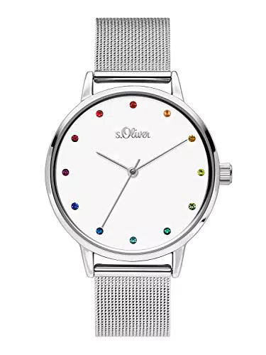 s.Oliver Damen Analog Quarz Uhr mit Edelstahl Armband SO-3780-MQ