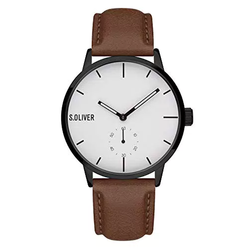 s.Oliver Time Herren Analog Quarz Uhr mit Kunstleder Armband SO-4179-LQ