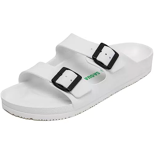 SAGUARO Sommer Damen Eva Pantoffeln Herren Leicht Outdoor Clogs Slippers Weiß 41