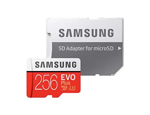 Samsung EVO Plus 256 GB microSDXC UHS-I U3 100 MB/s Full HD & 4K UHD Memory Card with Adapter - Red/White