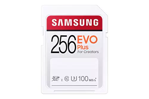 Samsung EVO Plus SD-Karte, 256 GB, SDXC UHS-I U3, 100 MB/s Lesen