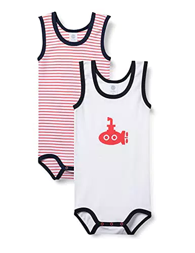 Sanetta Baby-Jungen Body im Doppelpack weiß Kleinkind Unterwäsche-Satz