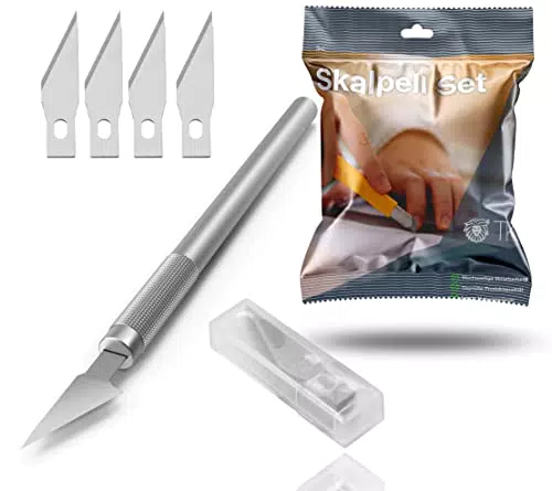 Scalpel Knife Premium Skalpell Set inkl. 10x Ersatzklingen - Bastelmesser extra scharf - für präzises Basteln & Modellbau - DIY Cuttermeser & Schnitzmesser
