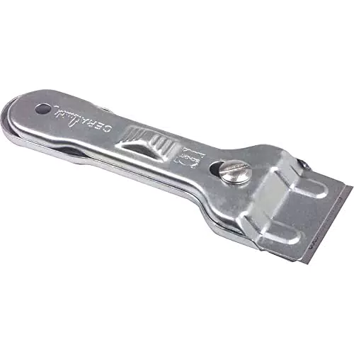 Scanpart 1100000017 Glaskeramikschaber zum Reinigen von Kochflächen/Ergonomisch geformter Griff mit Aufhängefunktion/silber