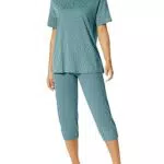 Schiesser Damen 3/4, 1/2 Sleeves Pyjamaset, Petrol