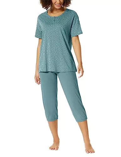 Schiesser Damen 3/4, 1/2 Sleeves Pyjamaset, Petrol