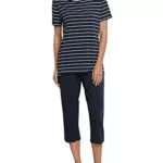 Schiesser Damen 3/4 Lang Zweiteiliger Schlafanzug, Blau
