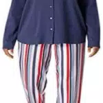 Schiesser Damen Pyjama Lang Pyjamaset, Jeansblau, 52