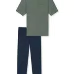 Schiesser Herren Schlafanzu lang Kurzarm Pyjamaset, Jade