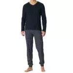 Schiesser Herren Schlafanzug lang mit Bündchen-Nightwear Set Pyjamaset