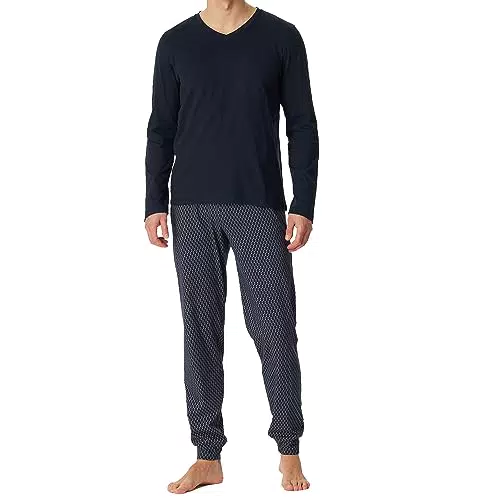 Schiesser Herren Schlafanzug lang mit Bündchen-Nightwear Set Pyjamaset