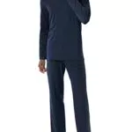 Schiesser Herren Schlafanzug lang Pyjamaset, Dunkelblau 3