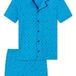 Schiesser Jungen Pyjama Kurz Pyjamaset, blaugemustert