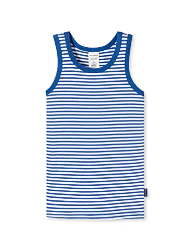 Schiesser Jungen Unterhemd ohne Arm Unterwäsche, blau weiß gestreift