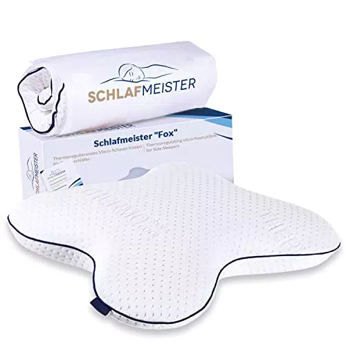 Schlafmeister Fox - Seitenschläferkissen - Kopfkissen Made in Europa - Nackenkissen für Allergiker Antischnarchen Kissen - Oeko-Tex