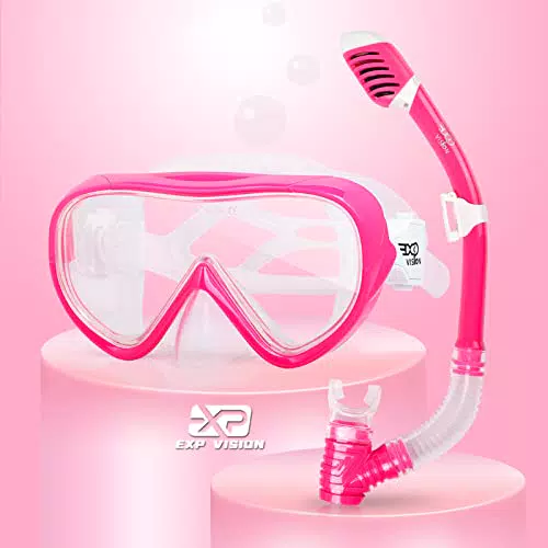 Schnorchelset Kinder, Taucherbrille Kinder Anti-Fog und Trocken Schnorchel - Anti-Leck Tauchmaske Dry Schnorchel Schnorcheln Set für Jungen Mädchen