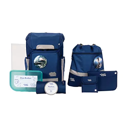 SCHOOL-MOOD - Softbag Schulranzen Set Fußball, 8-teilig - Rebel Air+ - inkl. Zubehör - ergonomischer Schultasche Jungen & Mädchen - Schulrucksack für Kinder in der 1. bis 4. Klasse - Paul
