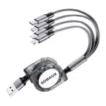 SDBAUX Multi USB Kabel 4 in 1, Universal Einziehbares Schnelles Ladekabel mit Micro USB Typ C Lightning Kabel für iPhone