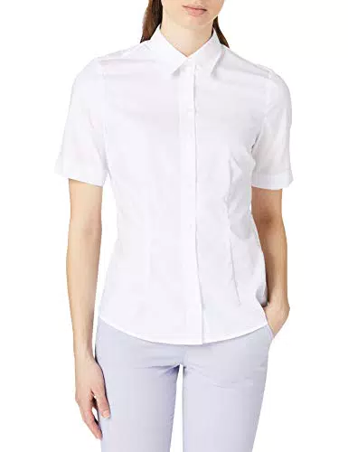 Seidensticker Damen Bluse City Bluse - Bügelfrei - Hemdblusenkragen - Slim Fit Kurzarm 100% Baumwolle