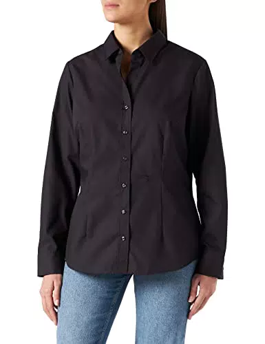 Seidensticker Damen Bügelfreie Langarm Shirt, Schwarz