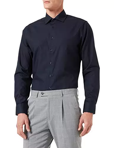 Seidensticker Herren Business Hemd Hemd, Dunkelblau