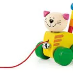 Selecta 62035 Tinka, Nachzieh Katze, Schiebe-und Nachziehspielzeug aus Holz