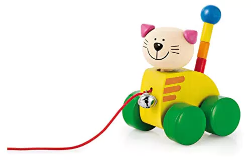 Selecta 62035 Tinka, Nachzieh Katze, Schiebe-und Nachziehspielzeug aus Holz