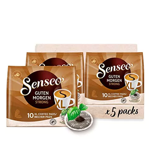 Senseo Pads Guten Morgen Strong XL - Kaffee RA-zertifiziert - 5 Packungen x 10 Becherpads