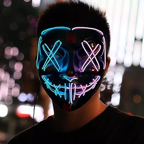 SHIYOUO LED Halloween Maske, 3 Steuerbare Verschiedene Blinkmodi Masken
