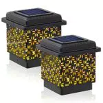 Siedinlar Solar Pfostenleuchte Solarleuchten Metall Warmweiss LED Lampe Wasserdicht für Garten 9x9 10x10 cm Zaun Hölzerne Pfosten