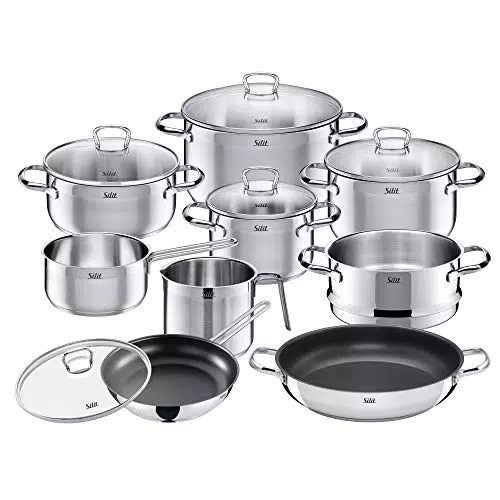 Silit Toskana Topfset induktionsgeeignet 10-teilig, Kochtopf Set mit Glasdeckel