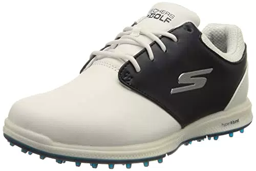 Skechers Damen 123027 Sneaker, White Leather/Navy Trim