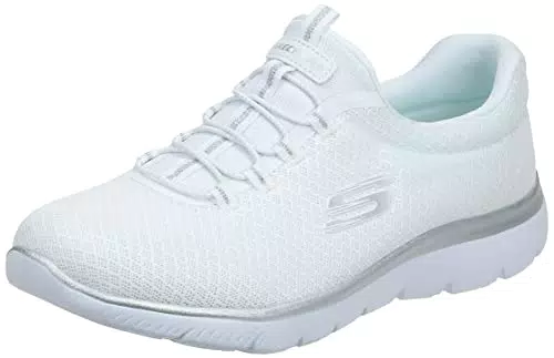 Skechers Damen 12980 Sneaker, Weiß Silber
