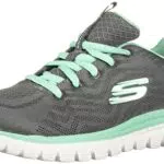 Skechers Damen Graceful Get Connected Sneaker, Charcoal Mesh Green Trim