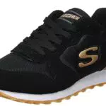 Skechers Damen Og 85 Gold'n Gurl Sneaker, Black Suede Nylon Mesh Rose Gold Trim