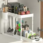 SKYSER Unter Waschbecken Regal Küche Organizer 2-stöckiger Schubladen-Organizer Anhebbares schrank organizer küche