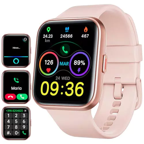 Smartwatch damen mit Telefonfunktion, 1, 69" schrittzähler uhr damen mit großem Farbdisplay