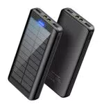 Solar Powerbank 26800mAh Externer Akku: Power Bank Mobiles Outdoor Tragbares Ladegerät mit 2 USB Ports & Taschenlampen Handy Akkupack für Smartphone