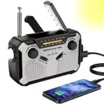 Solar Radio, AM/FM Tragbar Kurbelradio Dynamo Notfallradio mit 4000mAh Wiederaufladbare Batterie
