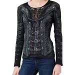 Spiral - GOTHESS WRAP - Oberteil mit Allover-Motiv - lockerer Schnitt - Schwarz - L