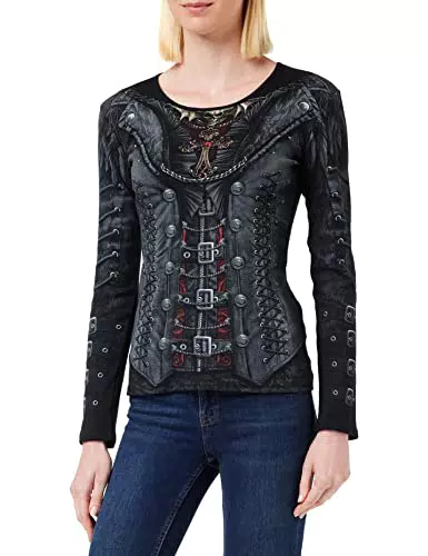 Spiral - GOTHESS WRAP - Oberteil mit Allover-Motiv - lockerer Schnitt - Schwarz - L