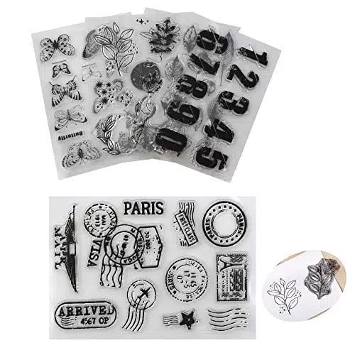 Stamps DIY Stempel Silikonstempel set - 5 Blätter Stempelset aus Transparent Silikon