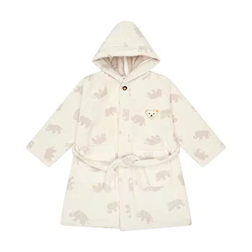 Steiff Unisex Kinder Homewear Bademantel, Weiß, One Size