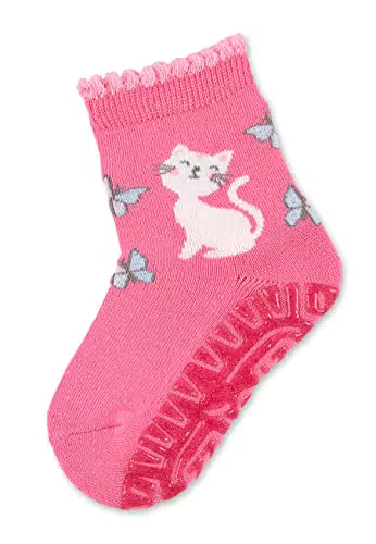 Sterntaler Baby Mädchen Baby Socken Glitzer Flitzer AIR Katze - Socken Baby - aus Baumwolle mit Vollplüsch - brombeer