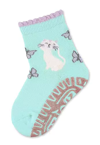 Sterntaler Baby Mädchen Baby Socken Glitzer Flitzer AIR Katze - Socken Baby - aus Baumwolle mit Vollplüsch - hellgrün