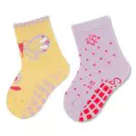 Sterntaler Baby Mädchen Fliesen Socken Baby ABS-Söckchen Doppelpack Schmetterling - Fliesen Rutsch Socken Baby - aus Baumwolle - gelb