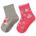 Sterntaler Baby Mädchen Fliesen Socken Baby Fli Fli AIR Doppelpack - Fliesen Rutsch Socken Baby - aus Baumwolle mit Vollplüsch - hellgrau