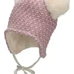 Sterntaler Baby Mädchen Mütze Baby Bommelmütze Struktur Mütze - Mütze Baby - aus Strick mit Ohrenklappen und Bindeband - beige