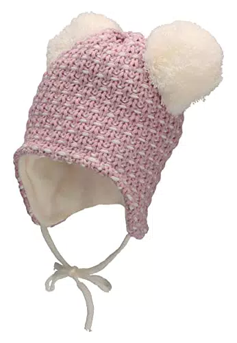 Sterntaler Baby Mädchen Mütze Baby Bommelmütze Struktur Mütze - Mütze Baby - aus Strick mit Ohrenklappen und Bindeband - beige