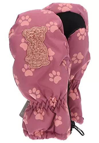 Sterntaler Baby Unisex Kinder Fäustel Bär Tatzen Handschuh - Baby Fäustlinge - wasserdicht aus Funktionsmaterial mit Print - brombeer